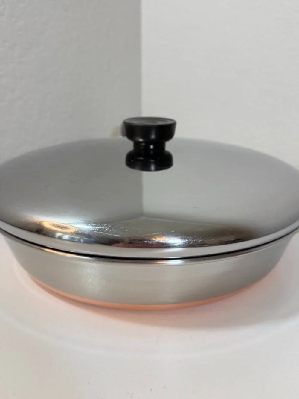 Vintage Revere Ware 10in -90d Skillet Frying Pan 1801 Copper Clad ILL USA w/ Lid
